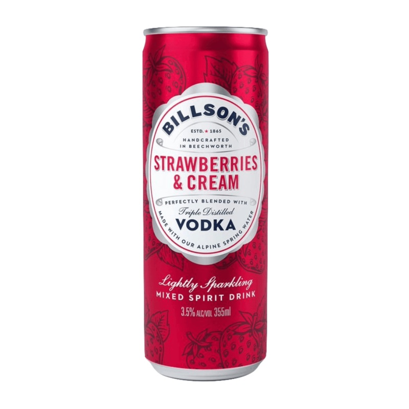 Billson’s Vodka Strawberries & Cream Can 355mL