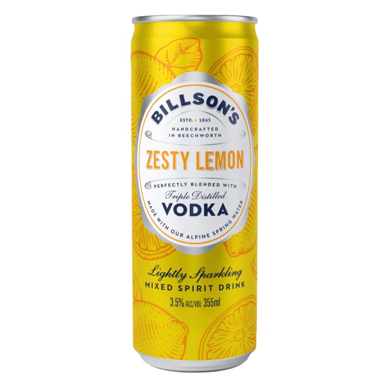 Billson’s Vodka Zesty Lemon Can 355mL