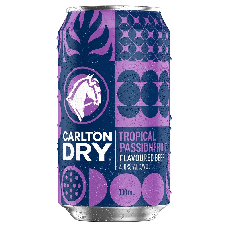 Carlton Dry Tropical Passionfruit Flavoured Beer Can 330mL
