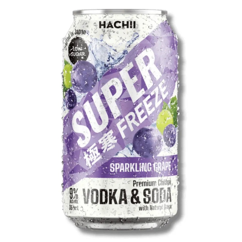 Hachii Super Freeze Sparkling Grape Can 350mL