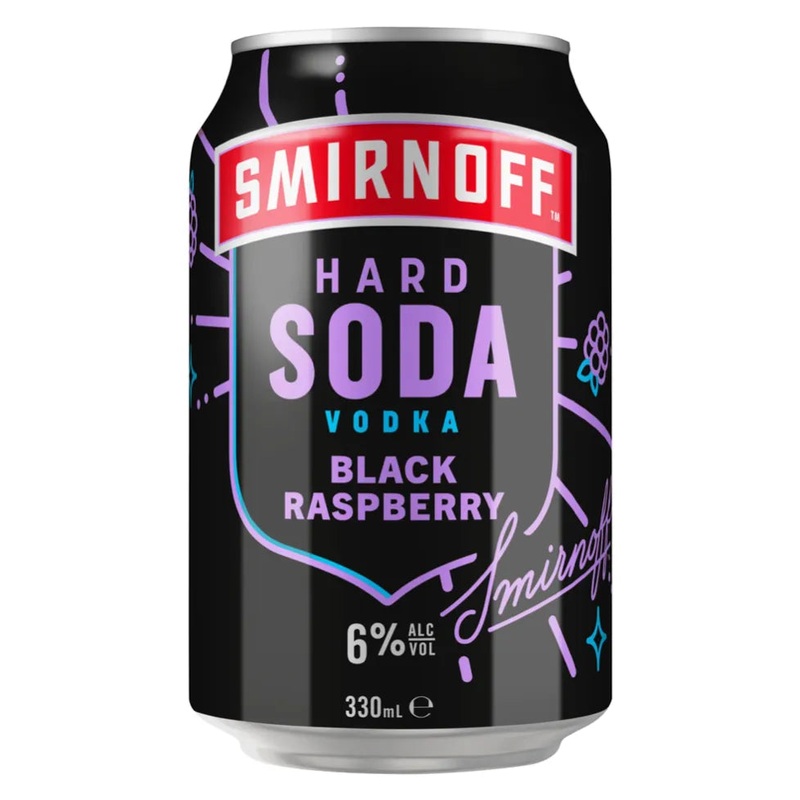 Smirnoff Hard Soda Black Raspberry 6% Can 330mL