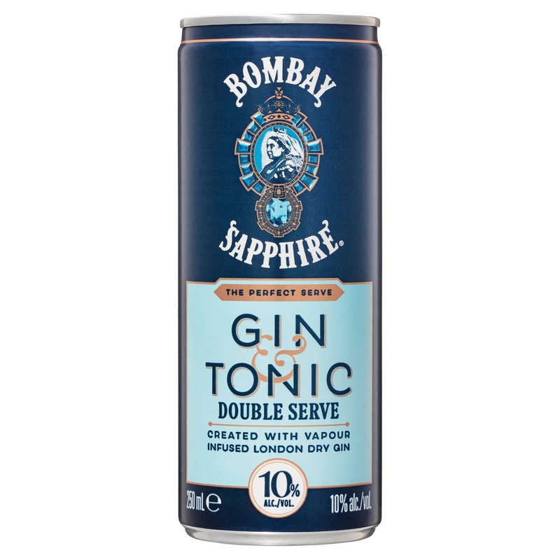Bombay Sapphire Gin & Tonic Double Serve 10% Can 250mL
