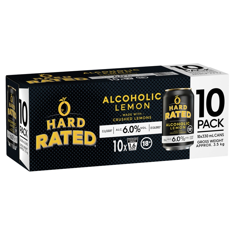 Hard Rated Lemon 6% 10 Pack Can 330mL