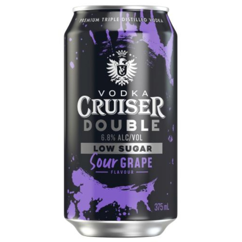 Vodka Cruiser Double Low Sugar Sour Grape Can 375mL