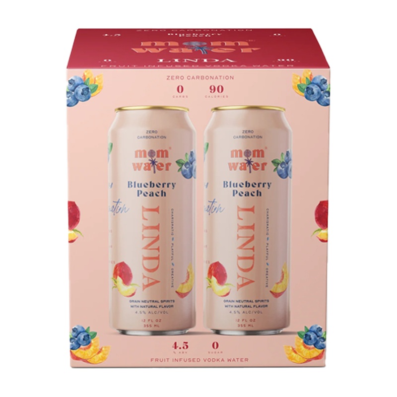 Mom Water Linda – Blueberry Peach Cocktail 12.oz 4 Pack