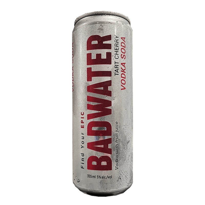 Hewn Spirits Badwater Tart Cherry Vodka Soda 12.oz 4 Pack