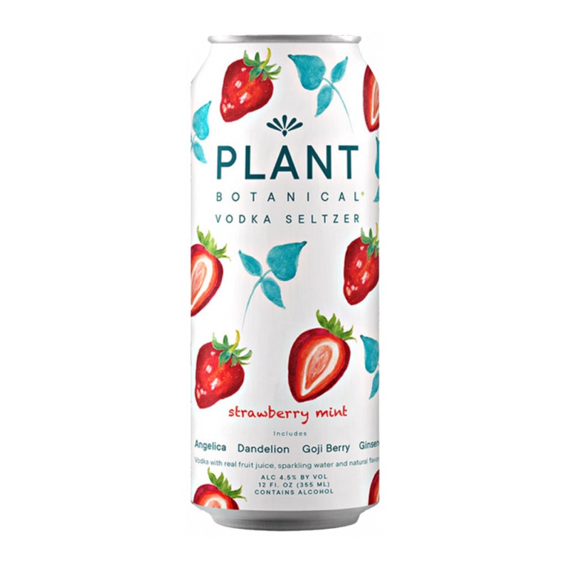 Plant Botanical Vodka Seltzer Strawberry Mint 12.oz 4 Pack