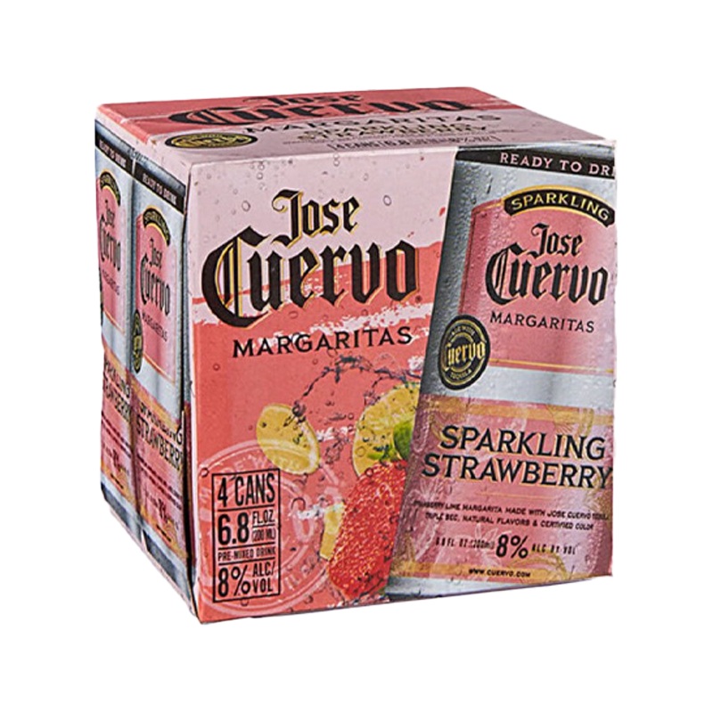 Jose Cuervo Authentic Sparkling Strawberry Margarita 355mL 4 Pack