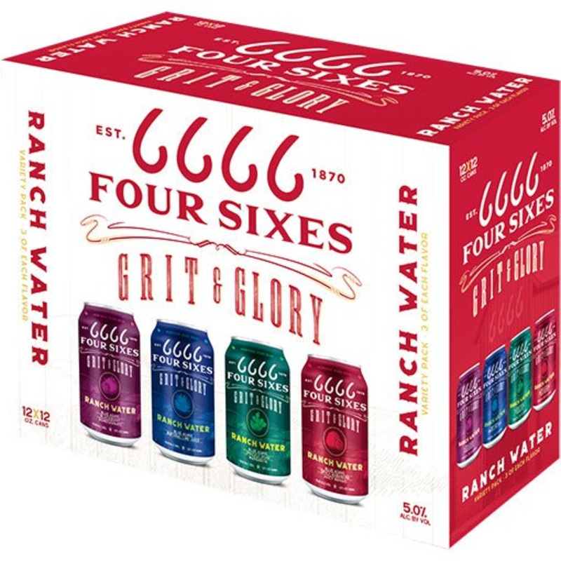 Four Sixes Grit & Glory Ranch Water Hard  Seltzer Variety 12 Pack 12.oz