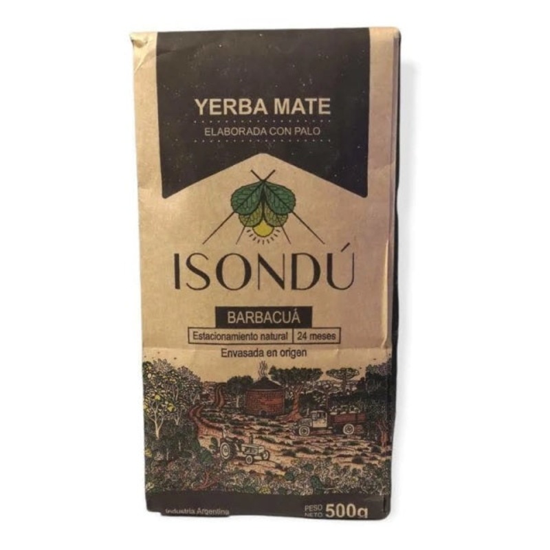 Yerba Mate Isond Organica Barbacua con Palo, 500 g / 17,63 oz