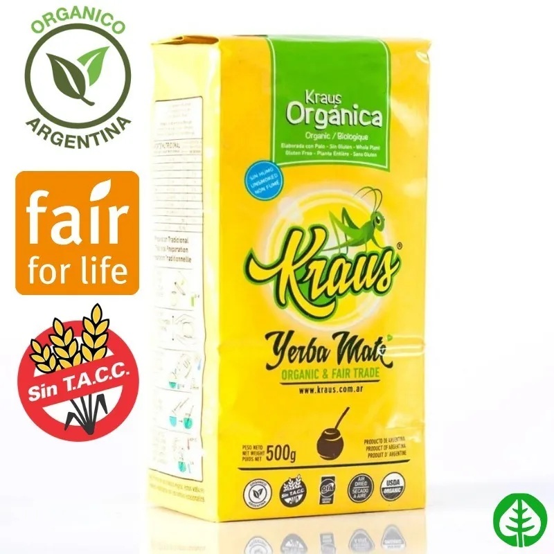 Yerba Mate Orgnica Kraus y Fair Trade, 500 gr / 17,63 oz