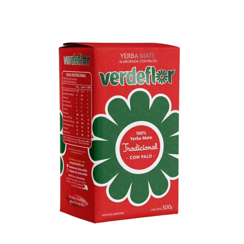 Yerba Mate Verdeflor 100% Tradicional Sin TACC (Con Palo) 500 g / 17,63 oz  Yerba Argentina Apta Celacos