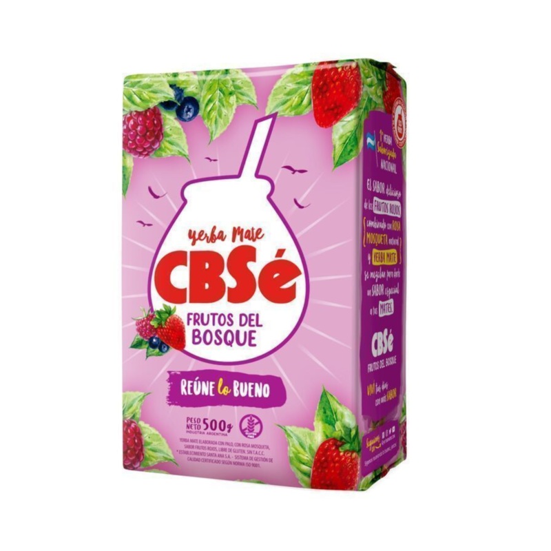 Yerba Mate CBSe Frutos del Bosque 500 g  Saborizada Frutal Argentina
