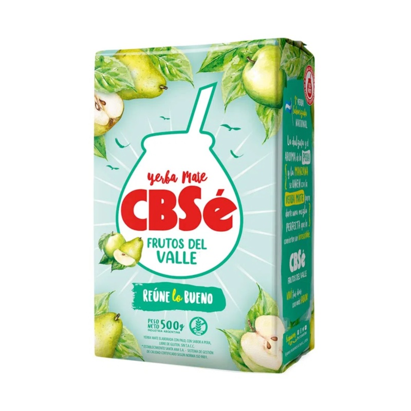 Yerba Mate CBSe Frutos del Valle Pera 500 g  Saborizada Frutal Argentina