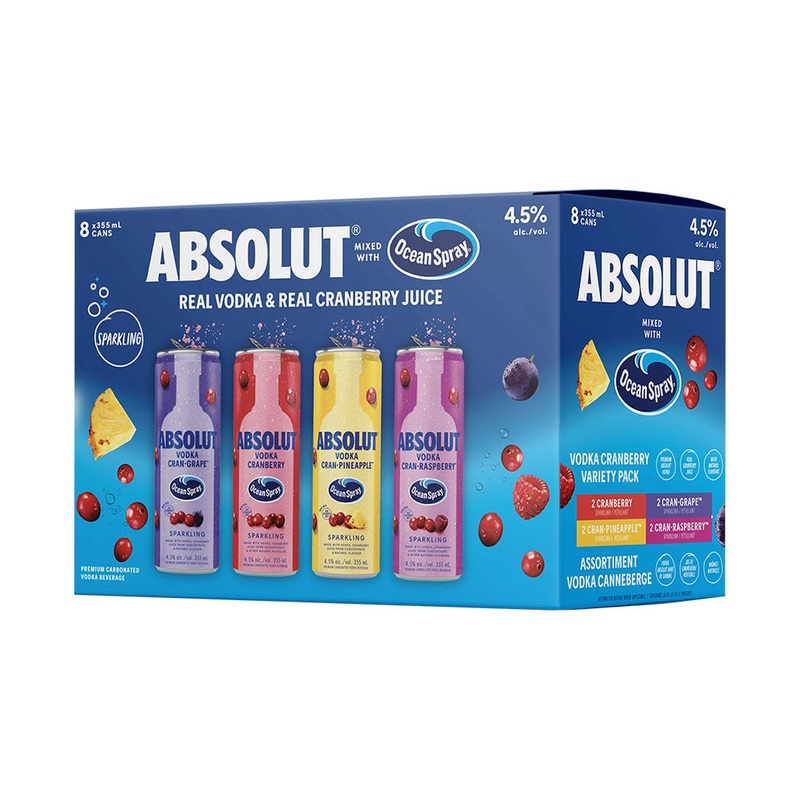 ABSOLUT OCEAN SPRAY VARIETY – 8x355mL