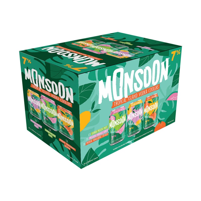 Monsoon Tropical Island Vodka Coolers Mixer Pack – 12x355mL