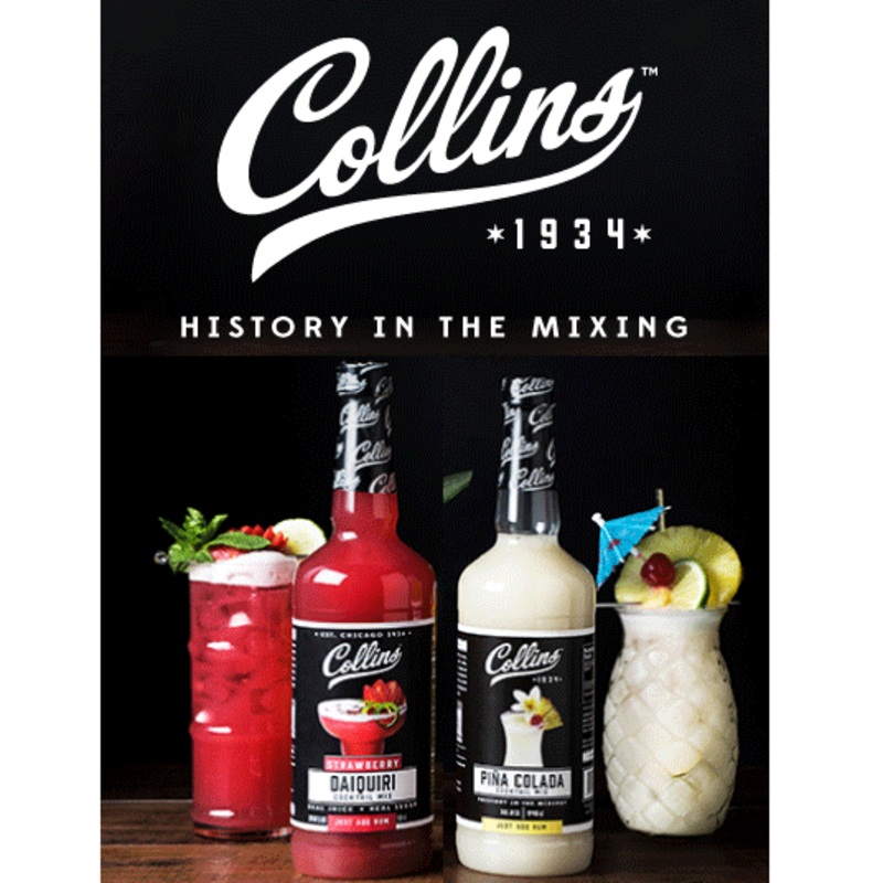Collins Drink Mixes|Dirty Martini|Manhattan|Moscow Mule|Peach Bellini|Pina Colada|Old Fashioned|Stone Sour|Strawberry Daquiri|Sweet & Sour|Tom Collins|Mojito|Jalapeno Margarita|32oz