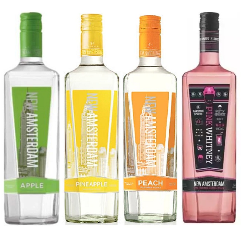 New Amsterdam Flavored Vodkas|Apple|Passionfruit|Peach|Pineapple|Pink Whitney|Red Berry|Watermelon|750mL|1.75L|375mL