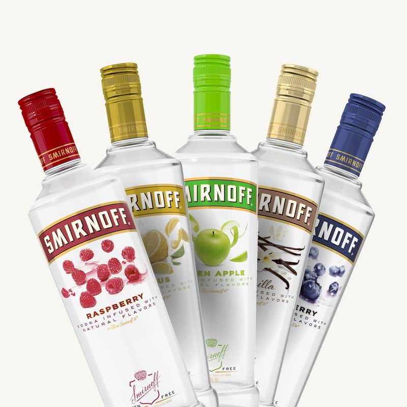 Smirnoff Flavored Vodkas|Blue Raspberry Lemonade|Blueberry|Cherry|Citrus|Cranberry|Green Apple|Kissed Caramel|Lime|Orange|Peach|Peach Lemonade|Peppermint Twist|Pineapple|Pink Lemonade|Raspberry|Red, White & Berry|Strawberry|Vanilla|Watermelon|Whipped Crea