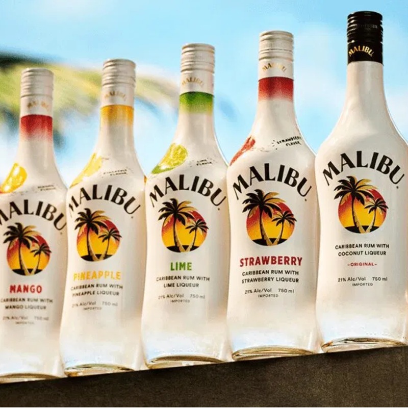 Malibu Rums|Original Coconut|Black|Banana|Mango|Pineapple|Strawberry|Watermelon|Peach|750mL|1L|1.75L|50mL