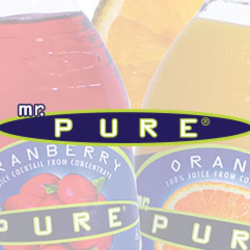Mr. Pure Juices|Apple|Apple Cranberry|Cranberry|Fruit Punch|Green Apple|Island Punch|Lemonade|Lime|Orange|Papaya|Pineapple|Pineapple Orange|Ruby Red Grapefruit|16oz|32oz